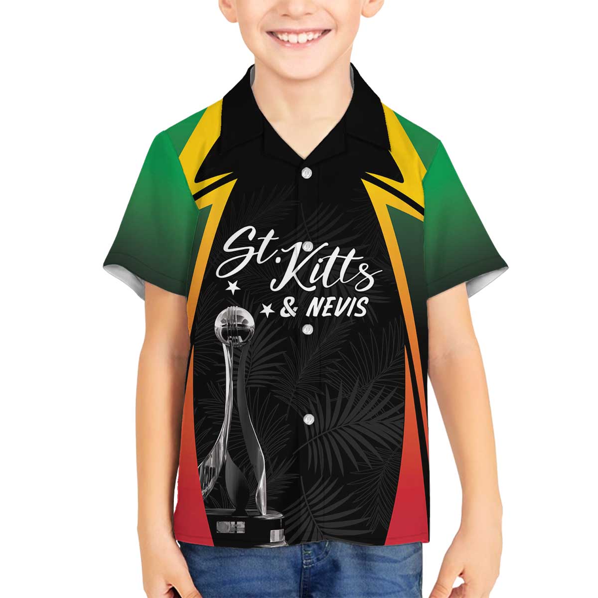 St Kitts Nevis Cricket Custom Family Matching Off The Shoulder Long Sleeve Dress and Hawaiian Shirt Go Patriots Go Champions - Wonder Print Shop