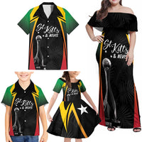 St Kitts Nevis Cricket Custom Family Matching Off Shoulder Maxi Dress and Hawaiian Shirt Go Patriots Go Champions - Wonder Print Shop