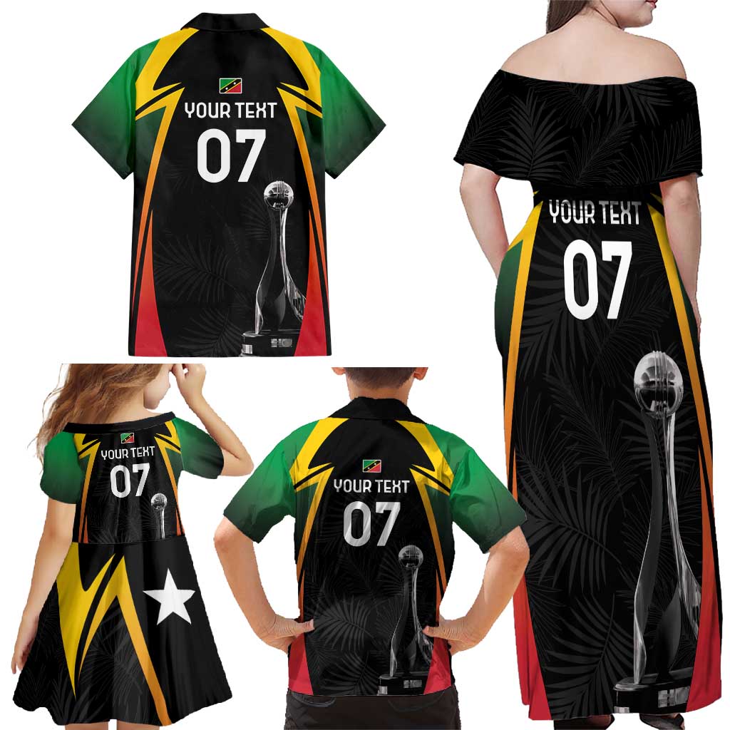 St Kitts Nevis Cricket Custom Family Matching Off Shoulder Maxi Dress and Hawaiian Shirt Go Patriots Go Champions - Wonder Print Shop