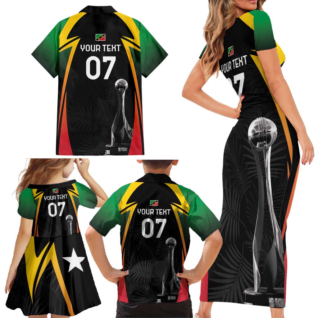 St Kitts Nevis Cricket Custom Family Matching Short Sleeve Bodycon Dress and Hawaiian Shirt Go Patriots Go Champions - Wonder Print Shop