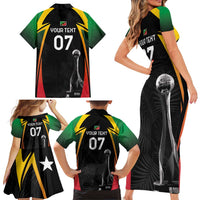 St Kitts Nevis Cricket Custom Family Matching Short Sleeve Bodycon Dress and Hawaiian Shirt Go Patriots Go Champions - Wonder Print Shop