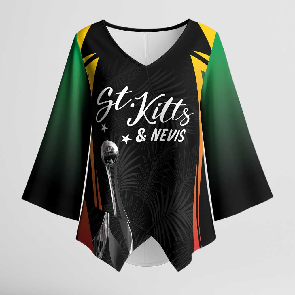 St Kitts Nevis Cricket Custom Kimono Sleeve Blouse Go Patriots Go Champions - Wonder Print Shop