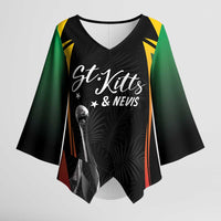 St Kitts Nevis Cricket Custom Kimono Sleeve Blouse Go Patriots Go Champions - Wonder Print Shop