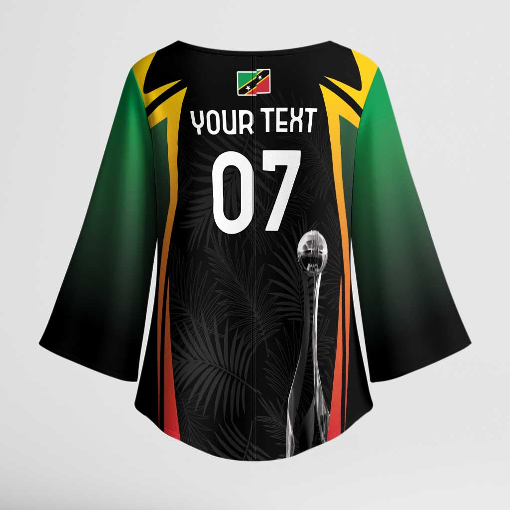 St Kitts Nevis Cricket Custom Kimono Sleeve Blouse Go Patriots Go Champions - Wonder Print Shop