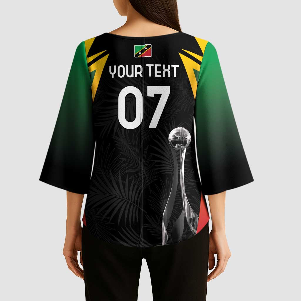 St Kitts Nevis Cricket Custom Kimono Sleeve Blouse Go Patriots Go Champions - Wonder Print Shop