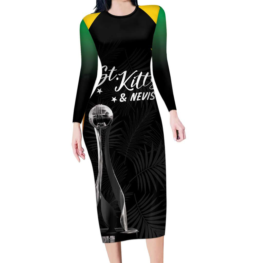 St Kitts Nevis Cricket Custom Long Sleeve Bodycon Dress Go Patriots Go Champions - Wonder Print Shop