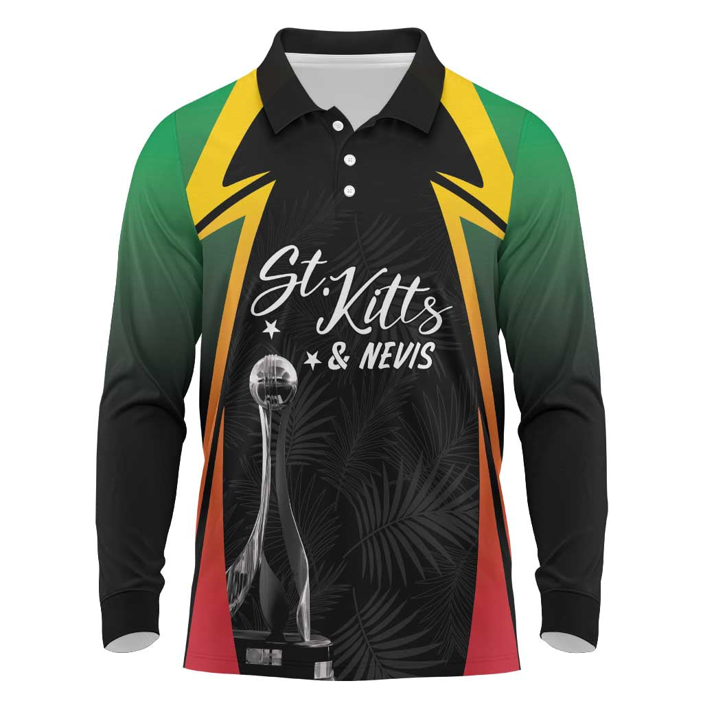 St Kitts Nevis Cricket Custom Long Sleeve Polo Shirt Go Patriots Go Champions - Wonder Print Shop