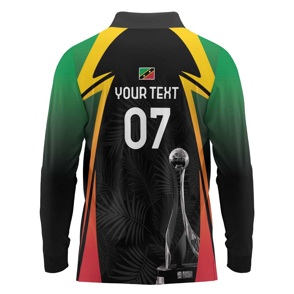 St Kitts Nevis Cricket Custom Long Sleeve Polo Shirt Go Patriots Go Champions - Wonder Print Shop