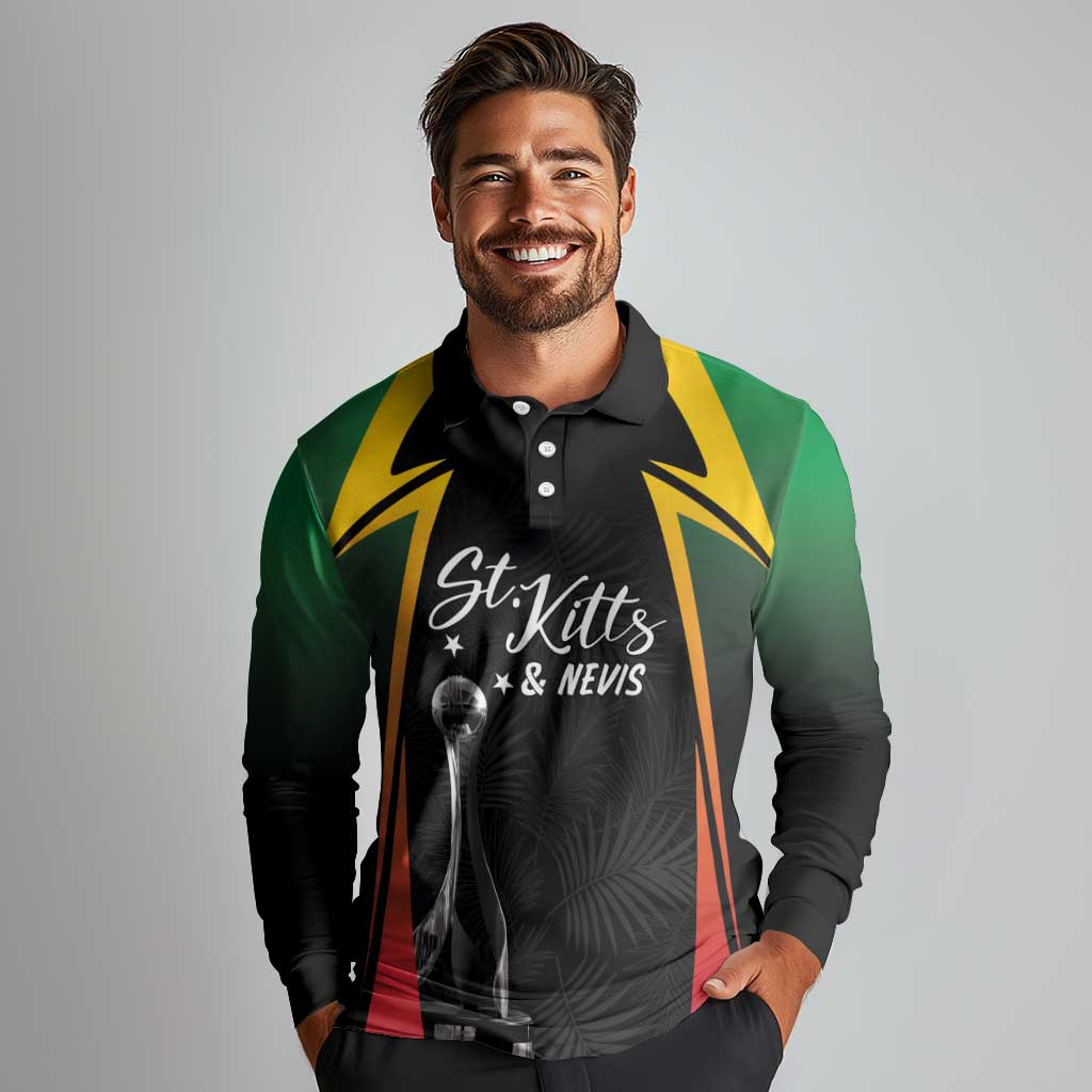 St Kitts Nevis Cricket Custom Long Sleeve Polo Shirt Go Patriots Go Champions - Wonder Print Shop