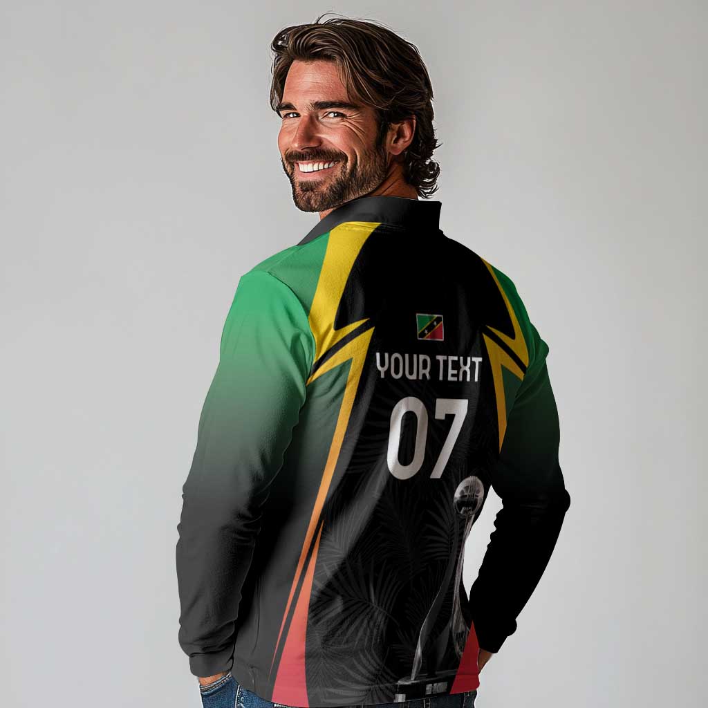 St Kitts Nevis Cricket Custom Long Sleeve Polo Shirt Go Patriots Go Champions - Wonder Print Shop