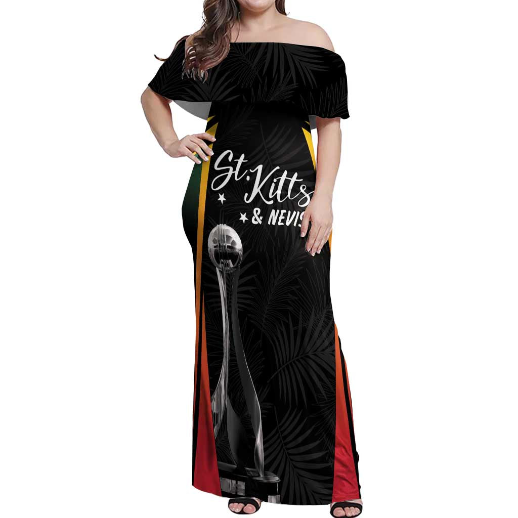 St Kitts Nevis Cricket Custom Off Shoulder Maxi Dress Go Patriots Go Champions - Wonder Print Shop