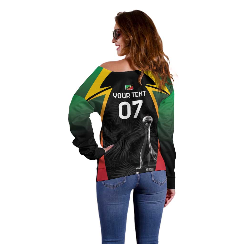 St Kitts Nevis Cricket Custom Off Shoulder Sweater Go Patriots Go Champions - Wonder Print Shop