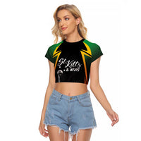St Kitts Nevis Cricket Custom Raglan Cropped T Shirt Go Patriots Go Champions - Wonder Print Shop