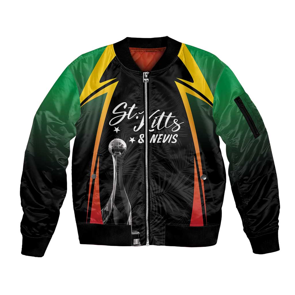 St Kitts Nevis Cricket Custom Sleeve Zip Bomber Jacket Go Patriots Go Champions - Wonder Print Shop