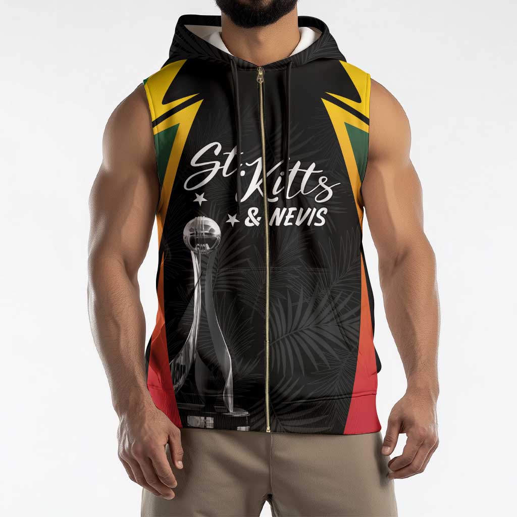 St Kitts Nevis Cricket Custom Sleeveless Zip Hoodie Go Patriots Go Champions - Wonder Print Shop