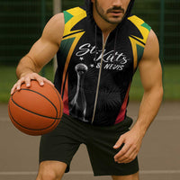 St Kitts Nevis Cricket Custom Sleeveless Zip Hoodie Go Patriots Go Champions - Wonder Print Shop