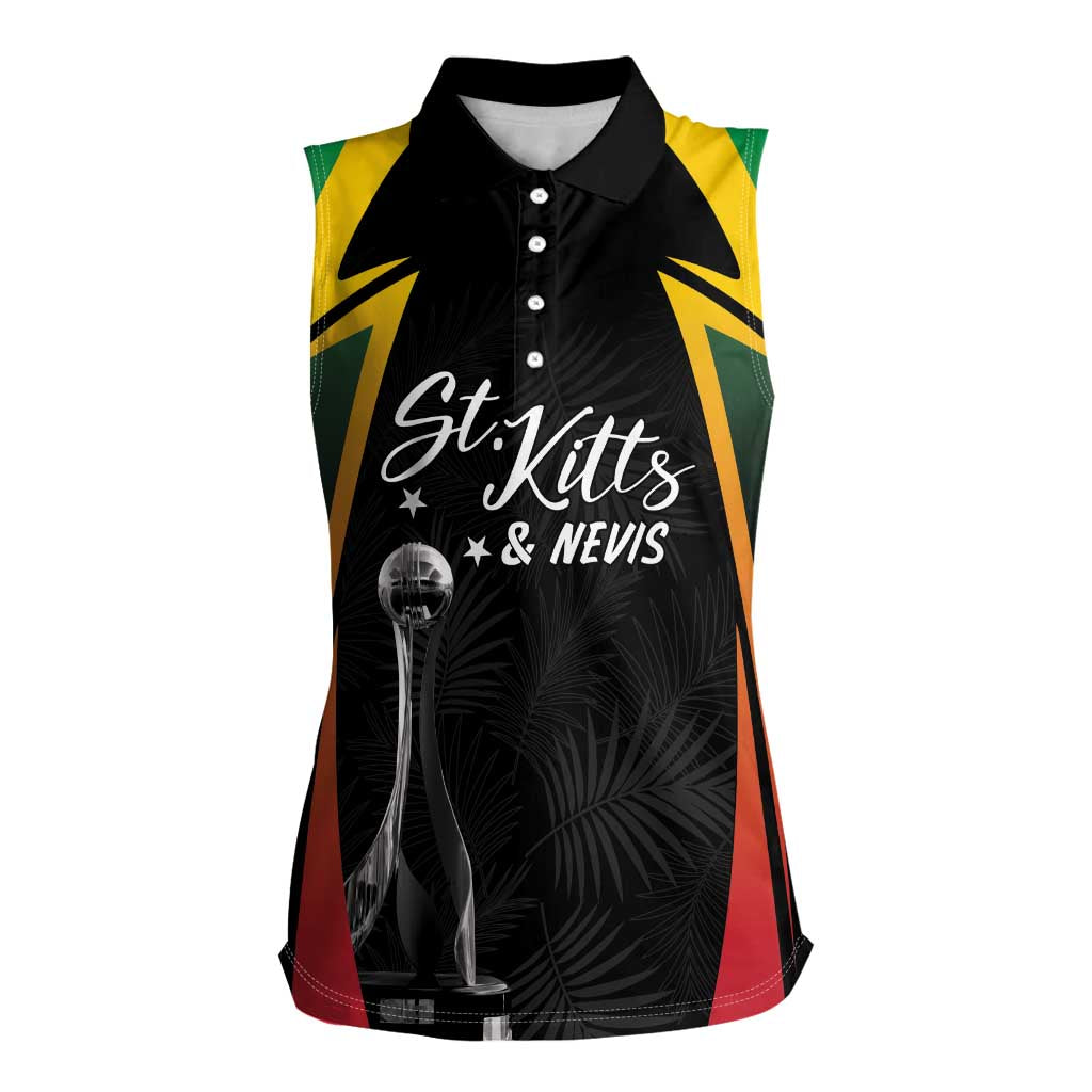 St Kitts Nevis Cricket Custom Women Sleeveless Polo Shirt Go Patriots Go Champions - Wonder Print Shop