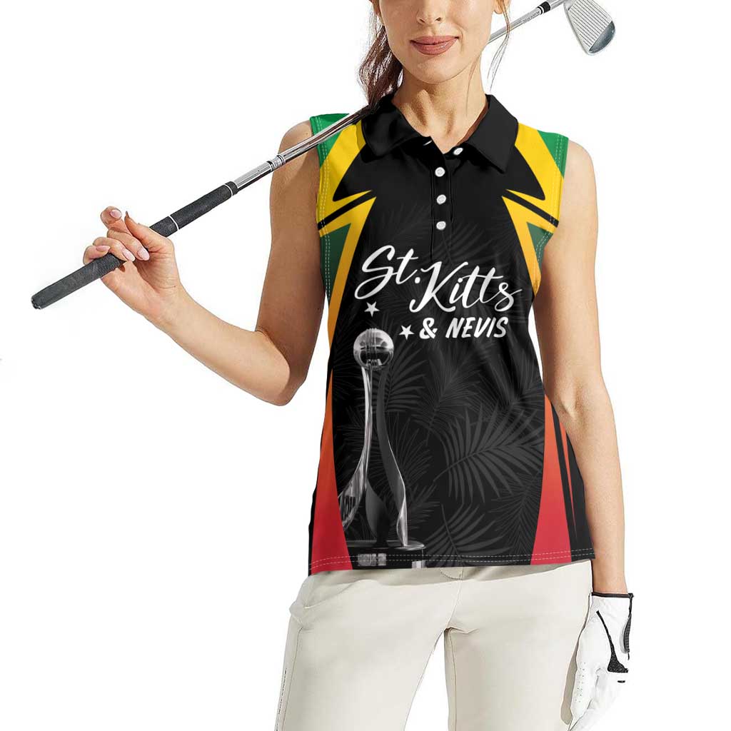 St Kitts Nevis Cricket Custom Women Sleeveless Polo Shirt Go Patriots Go Champions - Wonder Print Shop