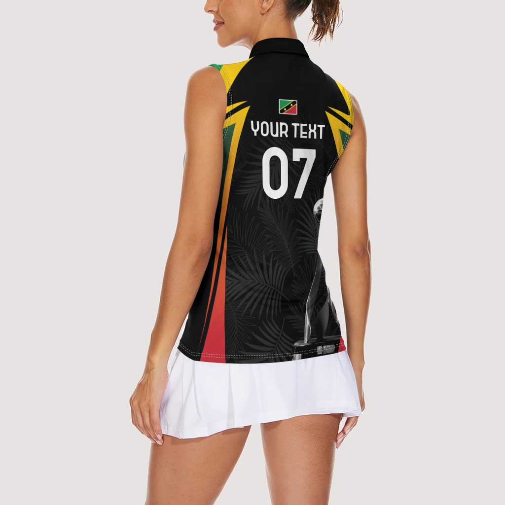 St Kitts Nevis Cricket Custom Women Sleeveless Polo Shirt Go Patriots Go Champions - Wonder Print Shop