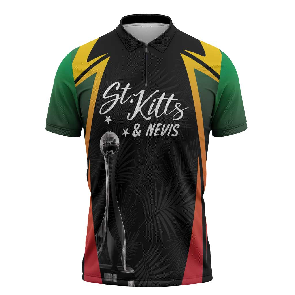 St Kitts Nevis Cricket Custom Zipper Polo Shirt Go Patriots Go Champions - Wonder Print Shop