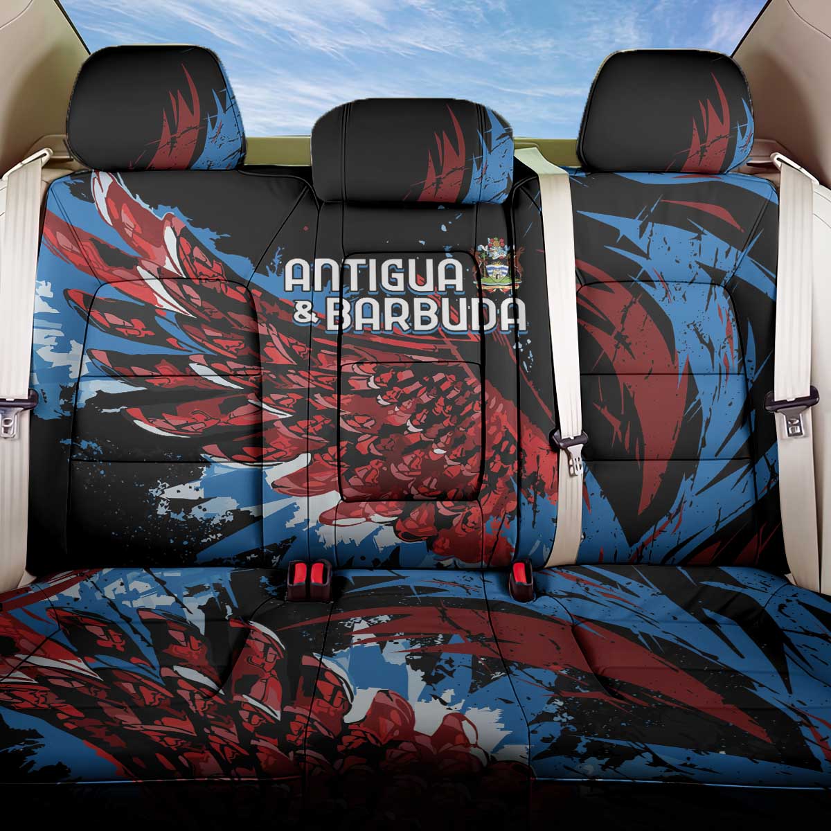 Antigua and Barbuda Cricket Back Car Seat Cover Falcons Wings - Take Off - Wonder Print Shop