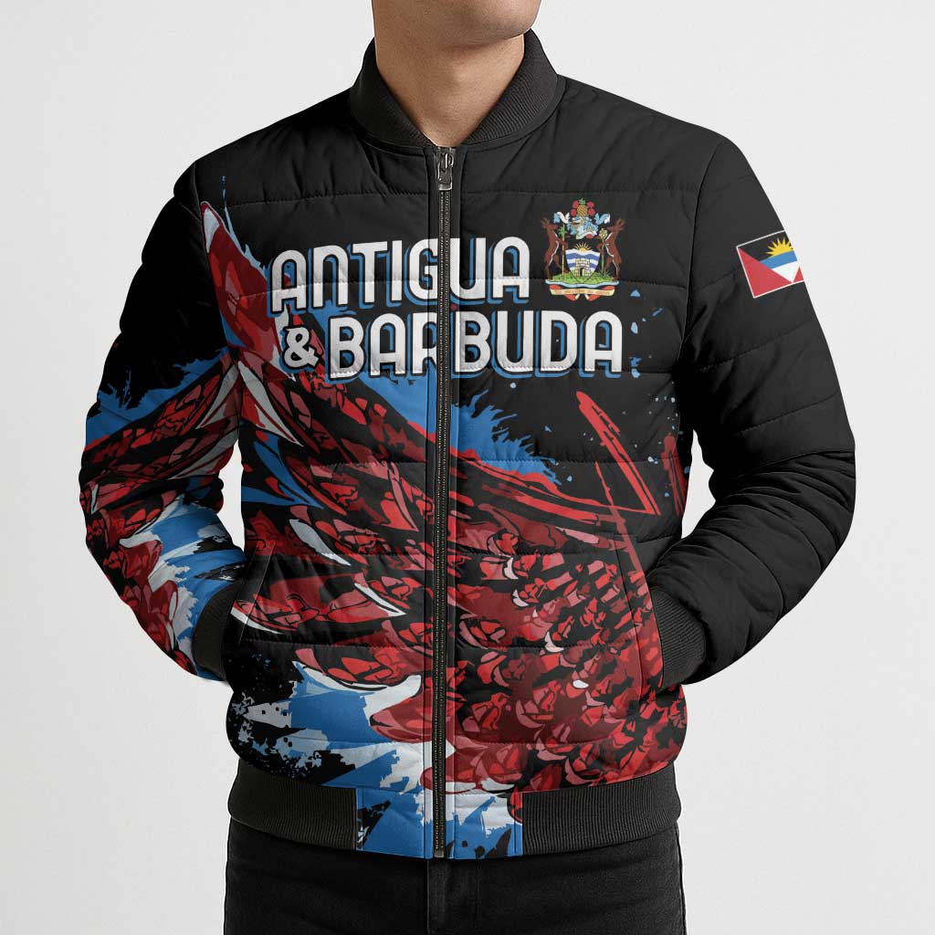 Antigua and Barbuda Cricket Custom Bomber Puffer Jacket Falcons Wings - Take Off - Wonder Print Shop