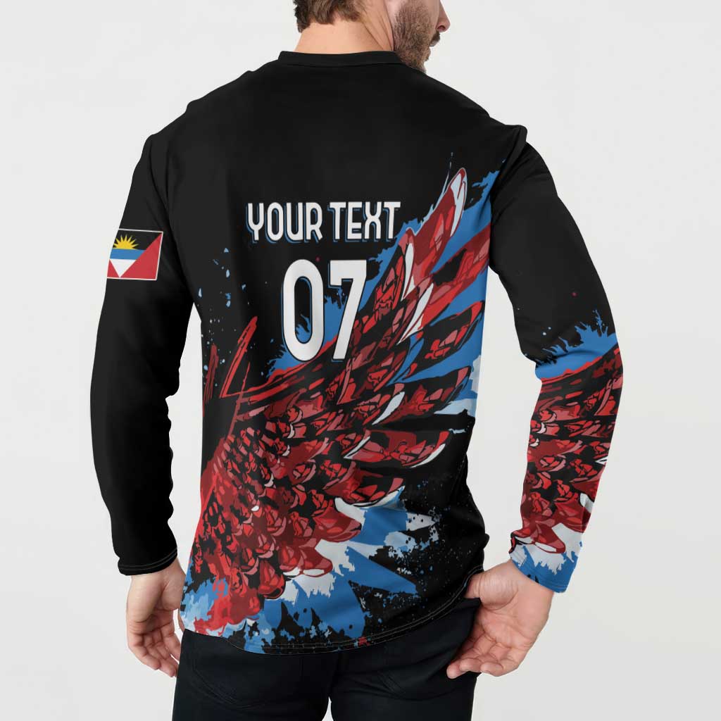 Antigua and Barbuda Cricket Custom Button Sweatshirt Falcons Wings - Take Off - Wonder Print Shop