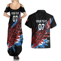 Antigua and Barbuda Cricket Custom Couples Matching Summer Maxi Dress and Hawaiian Shirt Falcons Wings - Take Off - Wonder Print Shop