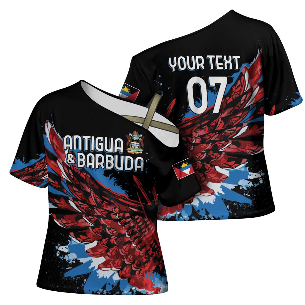 Antigua and Barbuda Cricket Custom Cross Shoulder Shirt Falcons Wings - Take Off - Wonder Print Shop