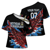Antigua and Barbuda Cricket Custom Cross Shoulder Shirt Falcons Wings - Take Off - Wonder Print Shop