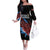 Antigua and Barbuda Cricket Custom Family Matching Off The Shoulder Long Sleeve Dress and Hawaiian Shirt Falcons Wings - Take Off - Wonder Print Shop