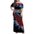 Antigua and Barbuda Cricket Custom Family Matching Off Shoulder Maxi Dress and Hawaiian Shirt Falcons Wings - Take Off - Wonder Print Shop