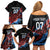 Antigua and Barbuda Cricket Custom Family Matching Off Shoulder Short Dress and Hawaiian Shirt Falcons Wings - Take Off - Wonder Print Shop