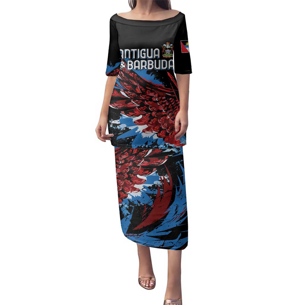 Antigua and Barbuda Cricket Custom Family Matching Puletasi and Hawaiian Shirt Falcons Wings - Take Off - Wonder Print Shop