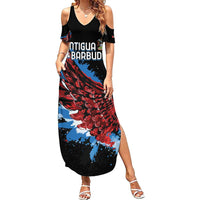 Antigua and Barbuda Cricket Custom Family Matching Summer Maxi Dress and Hawaiian Shirt Falcons Wings - Take Off - Wonder Print Shop