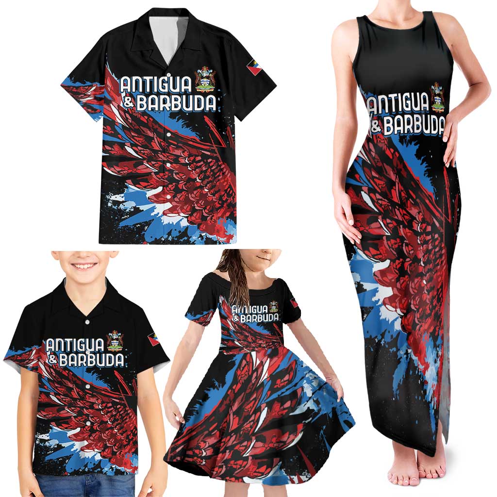 Antigua and Barbuda Cricket Custom Family Matching Tank Maxi Dress and Hawaiian Shirt Falcons Wings - Take Off - Wonder Print Shop