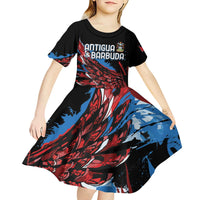 Antigua and Barbuda Cricket Custom Kid Short Sleeve Dress Falcons Wings - Take Off - Wonder Print Shop