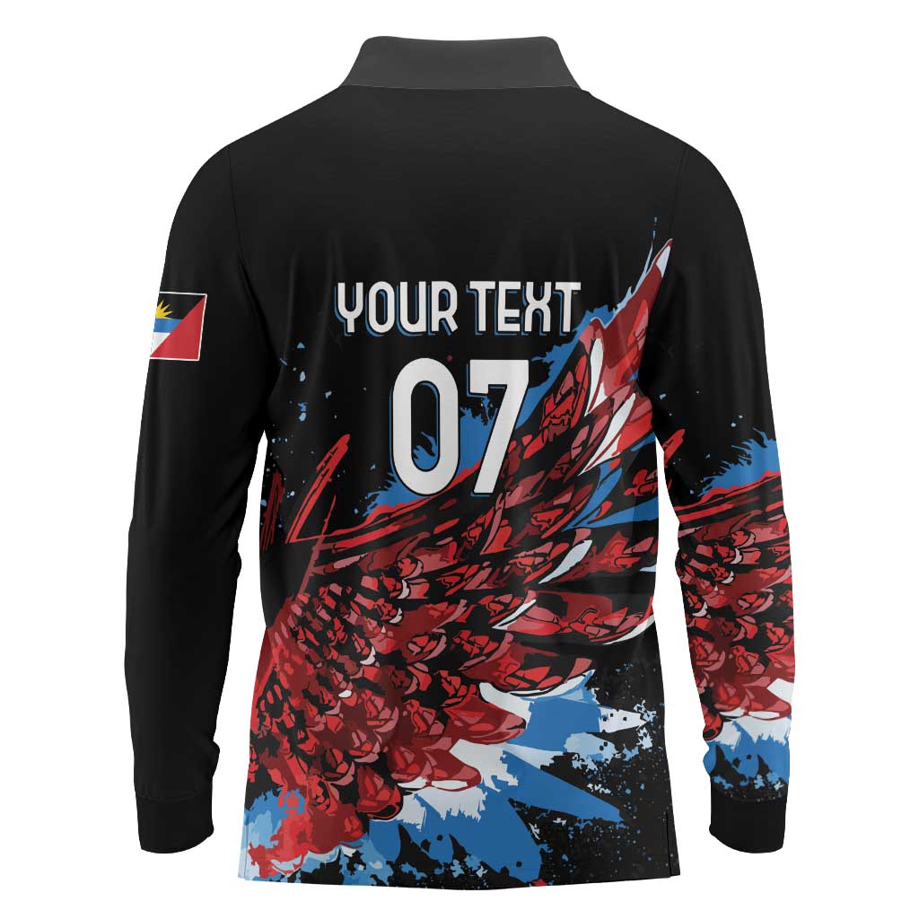 Antigua and Barbuda Cricket Custom Long Sleeve Polo Shirt Falcons Wings - Take Off - Wonder Print Shop