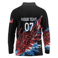 Antigua and Barbuda Cricket Custom Long Sleeve Polo Shirt Falcons Wings - Take Off - Wonder Print Shop
