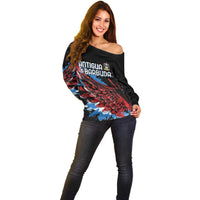 Antigua and Barbuda Cricket Custom Off Shoulder Sweater Falcons Wings - Take Off - Wonder Print Shop