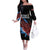 Antigua and Barbuda Cricket Custom Off The Shoulder Long Sleeve Dress Falcons Wings - Take Off - Wonder Print Shop