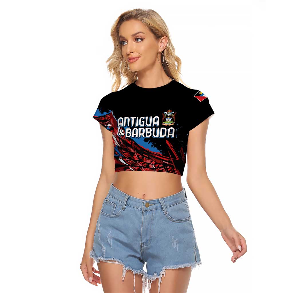 Antigua and Barbuda Cricket Custom Raglan Cropped T Shirt Falcons Wings - Take Off - Wonder Print Shop