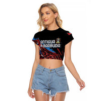 Antigua and Barbuda Cricket Custom Raglan Cropped T Shirt Falcons Wings - Take Off - Wonder Print Shop