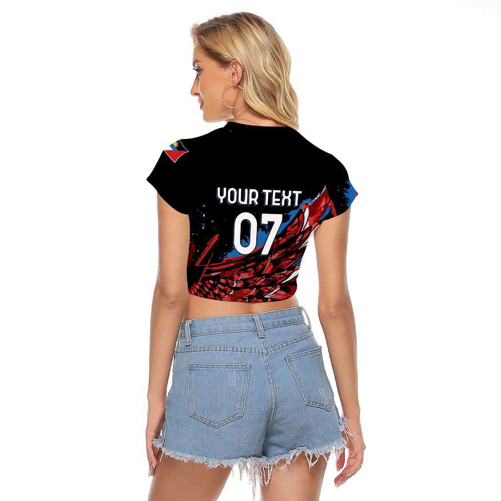Antigua and Barbuda Cricket Custom Raglan Cropped T Shirt Falcons Wings - Take Off - Wonder Print Shop