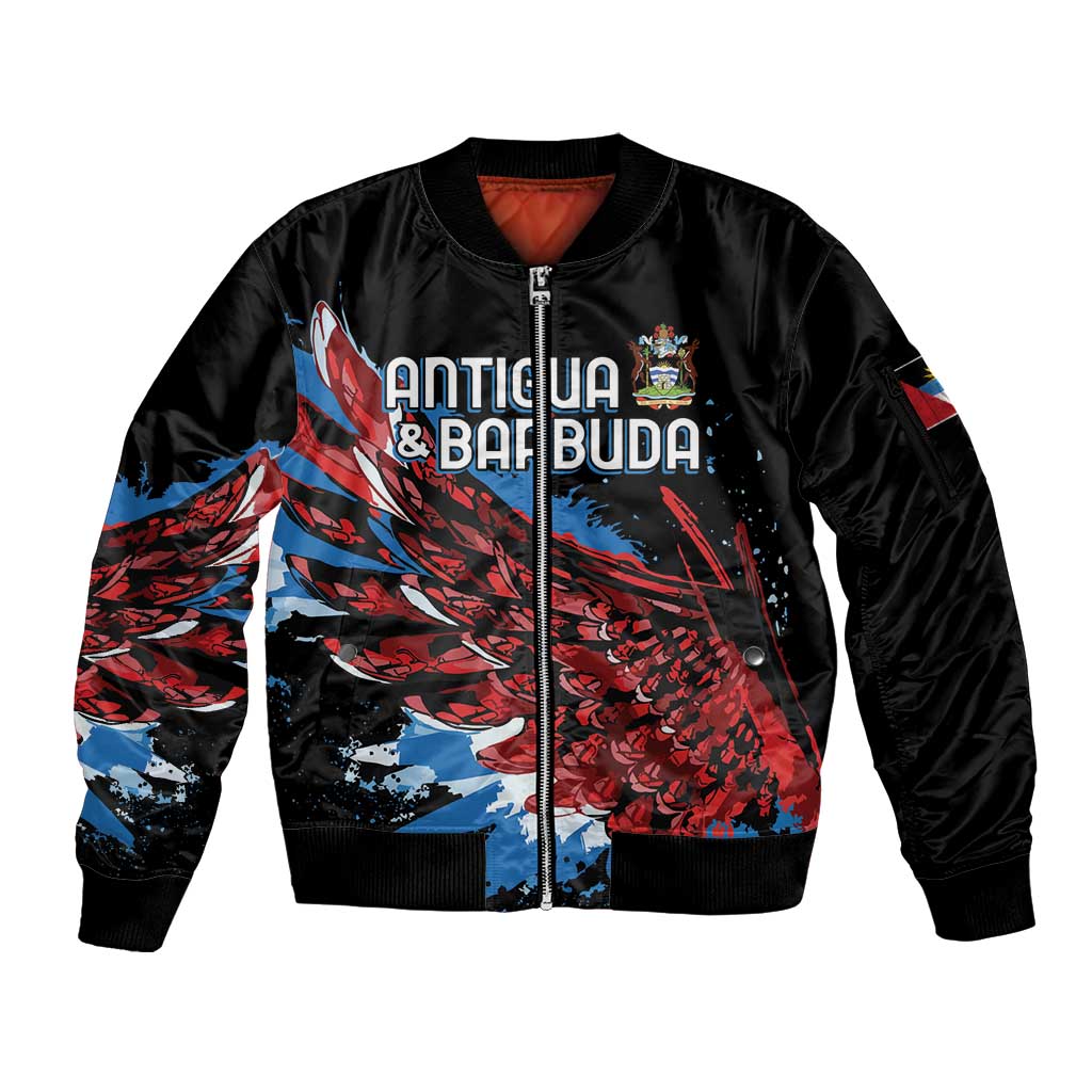 Antigua and Barbuda Cricket Custom Sleeve Zip Bomber Jacket Falcons Wings - Take Off - Wonder Print Shop
