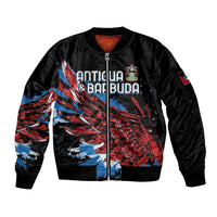 Antigua and Barbuda Cricket Custom Sleeve Zip Bomber Jacket Falcons Wings - Take Off - Wonder Print Shop