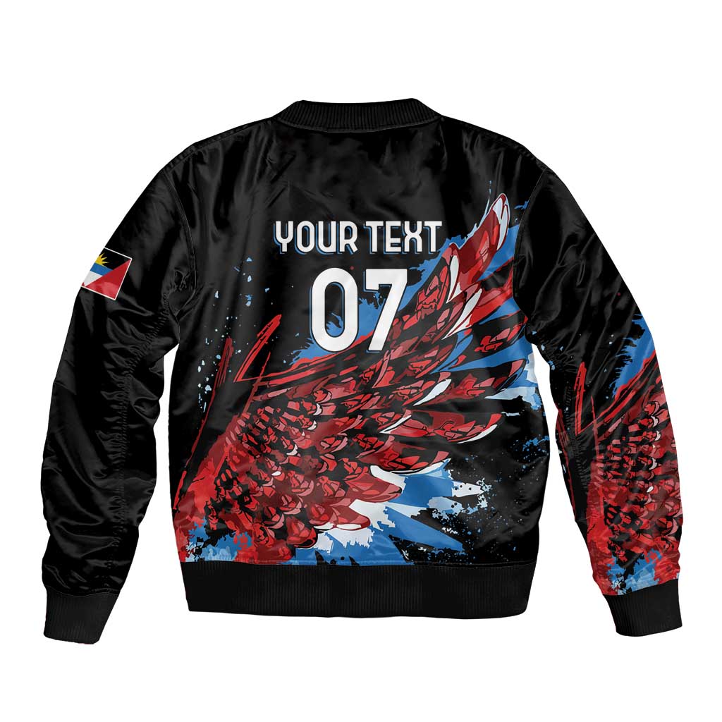 Antigua and Barbuda Cricket Custom Sleeve Zip Bomber Jacket Falcons Wings - Take Off - Wonder Print Shop