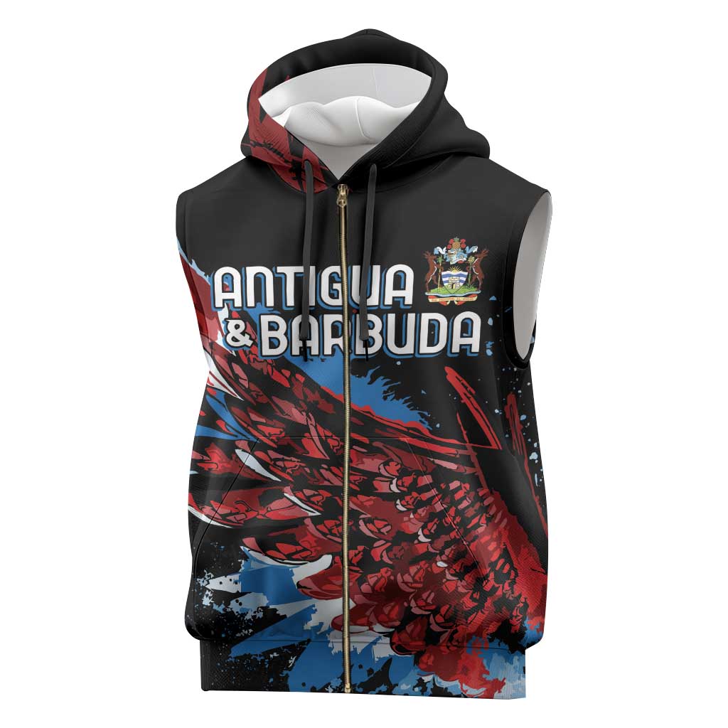 Antigua and Barbuda Cricket Custom Sleeveless Zip Hoodie Falcons Wings - Take Off - Wonder Print Shop