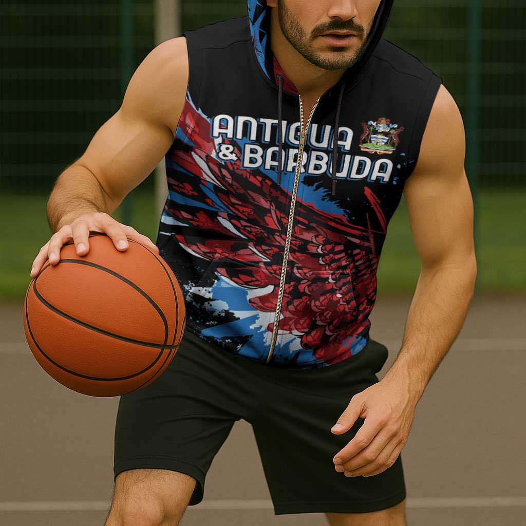Antigua and Barbuda Cricket Custom Sleeveless Zip Hoodie Falcons Wings - Take Off - Wonder Print Shop