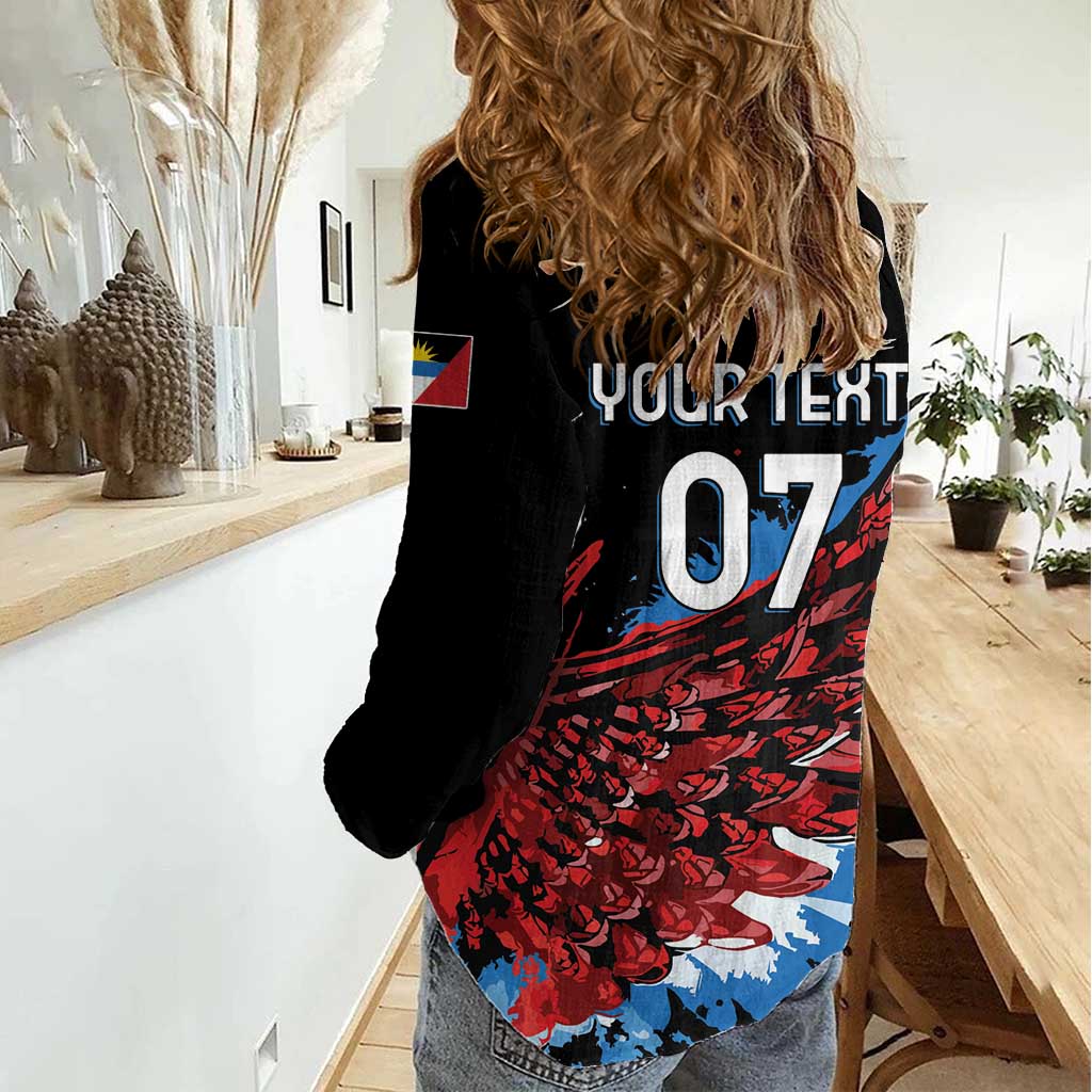 Antigua and Barbuda Cricket Custom Women Casual Shirt Falcons Wings - Take Off - Wonder Print Shop